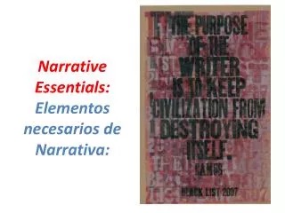 Narrative Essentials: Elementos necesarios de Narrativa: