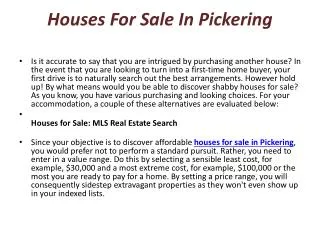 sell my home in Pickering