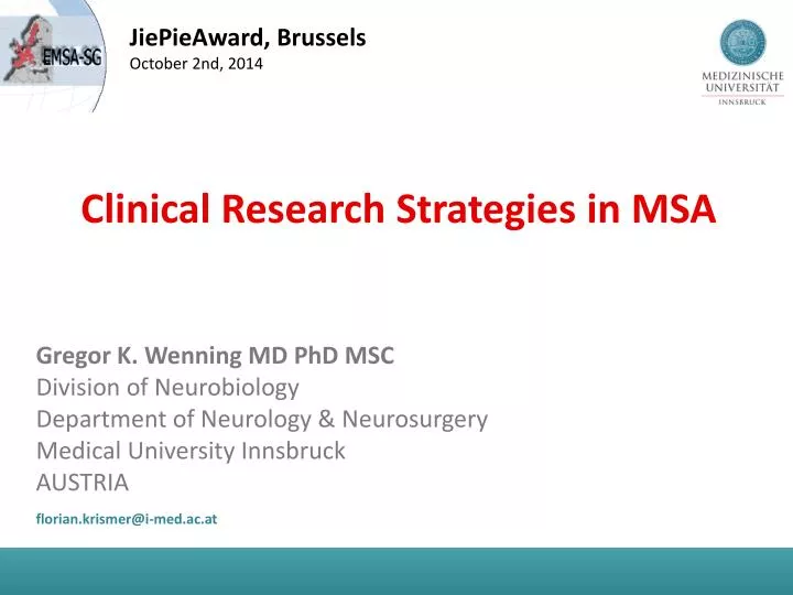 clinical research strategies in msa