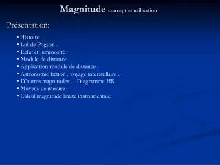magnitude concept et utilisation
