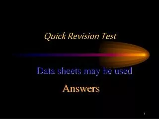Quick Revision Test