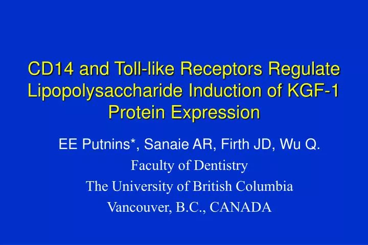 cd14 and toll like receptors regulate lipopolysaccharide induction of kgf 1 protein expression