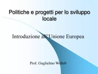 politiche e progetti per lo sviluppo locale
