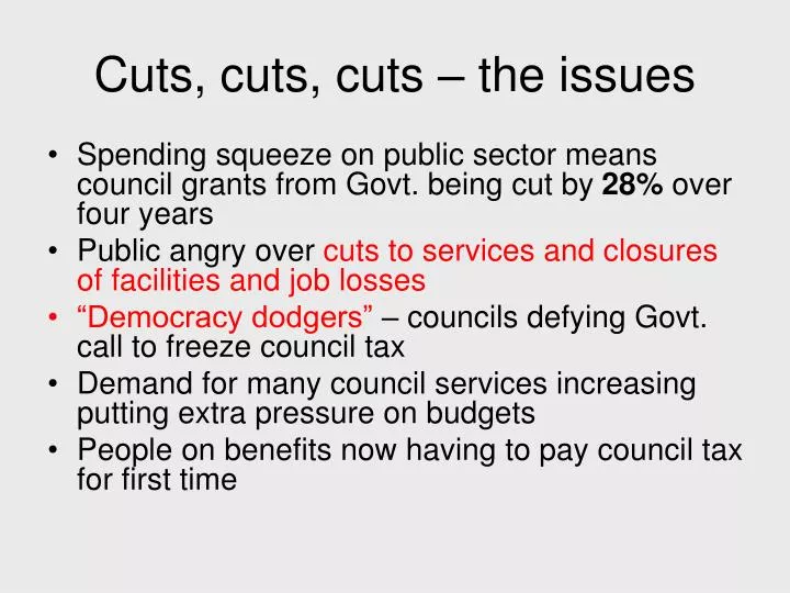 cuts cuts cuts the issues