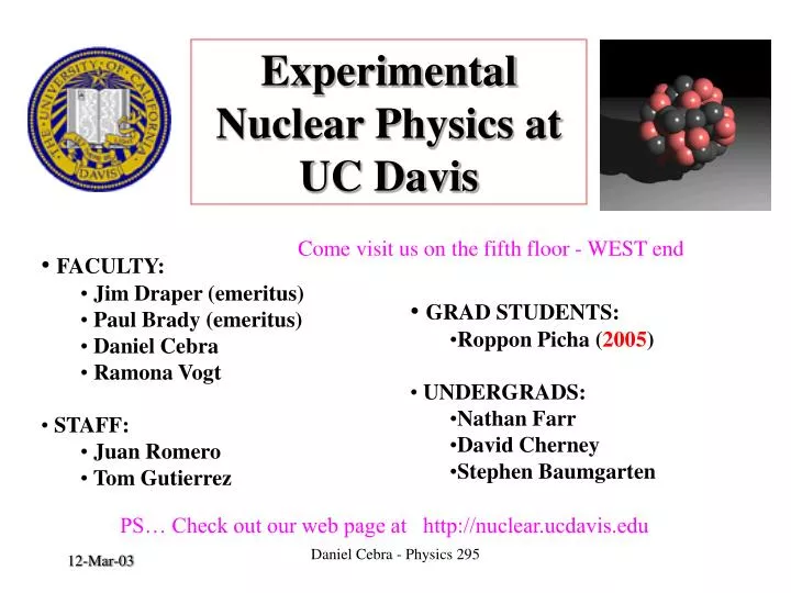 experimental nuclear physics at uc davis