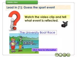 Lead in (1): Guess the sport event
