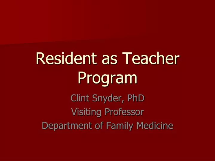 resident as teacher program