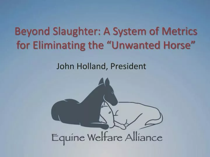 beyond slaughter a system of metrics for eliminating the unwanted horse