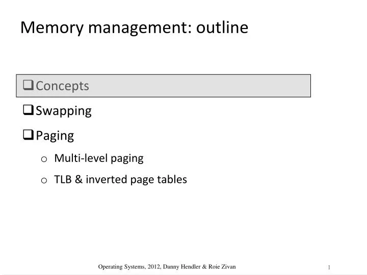 memory management outline