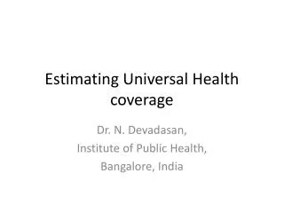Estimating Universal Health coverage