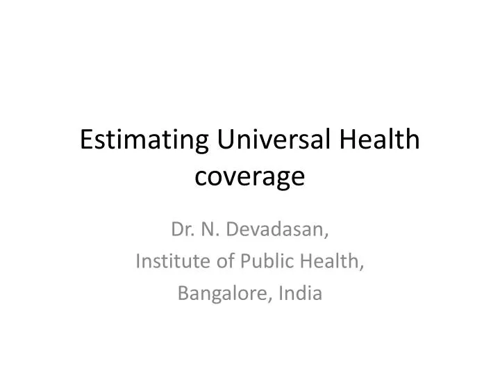 estimating universal health coverage