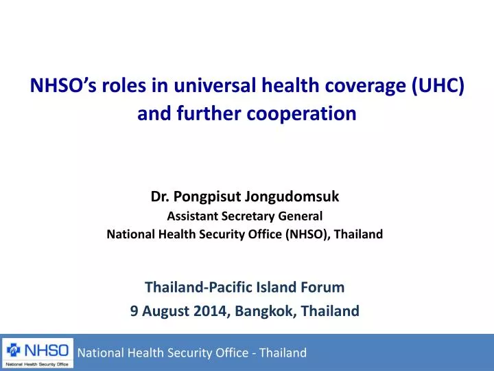 nhso s roles in universal health coverage uhc and further cooperation