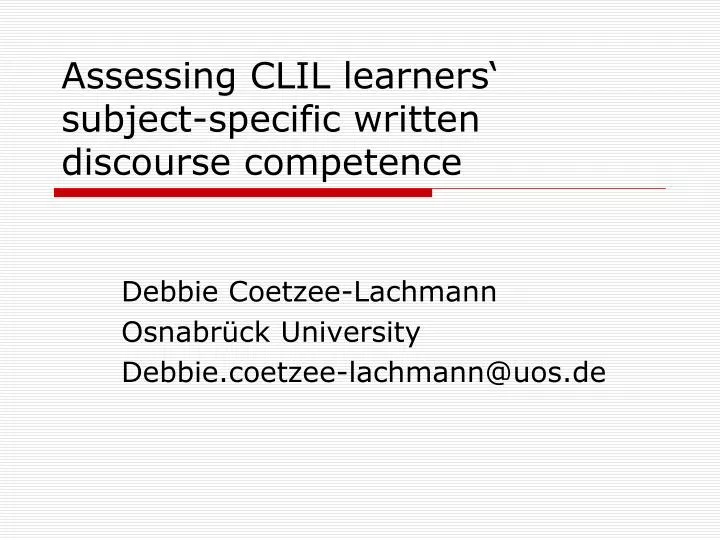 assessing clil learners subject specific written discourse competence