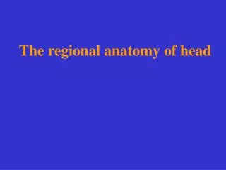 The regional anatomy of head