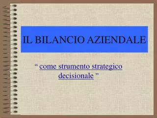 il bilancio aziendale