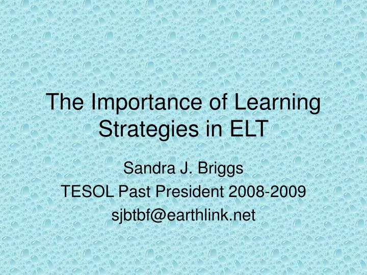 the importance of learning strategies in elt