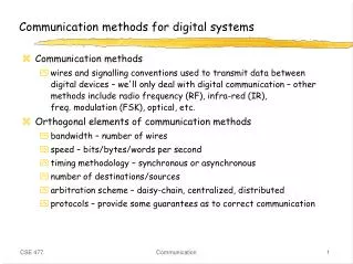 Communication methods for digital systems