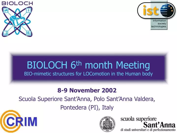 bioloch 6 th month meeting bio mimetic structures for locomotion in the human body