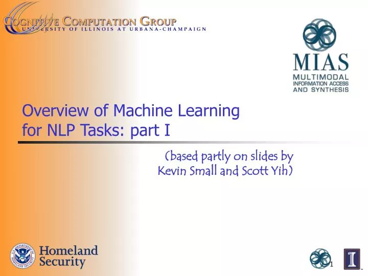overview of machine learning for nlp tasks part i