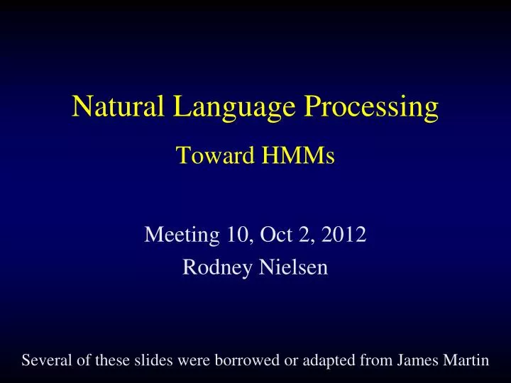 natural language processing toward hmms