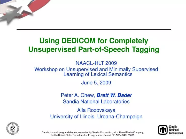using dedicom for completely unsupervised part of speech tagging