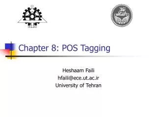 Chapter 8: POS Tagging