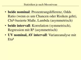 statistiken je nach messniveau