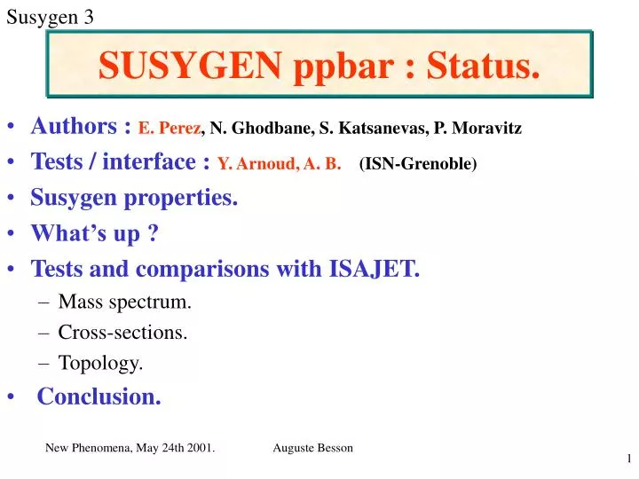 susygen ppbar status