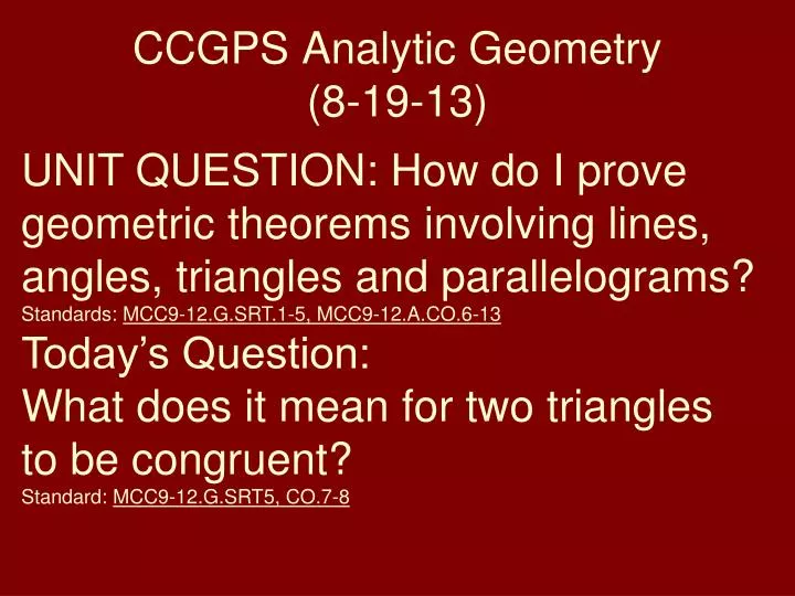 ccgps analytic geometry 8 19 13