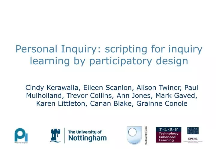 personal inquiry scripting for inquiry learning by participatory design