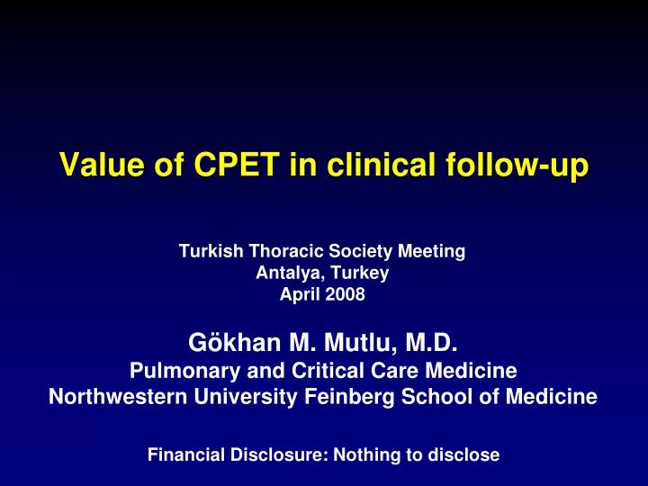 value of cpet in clinical follow up