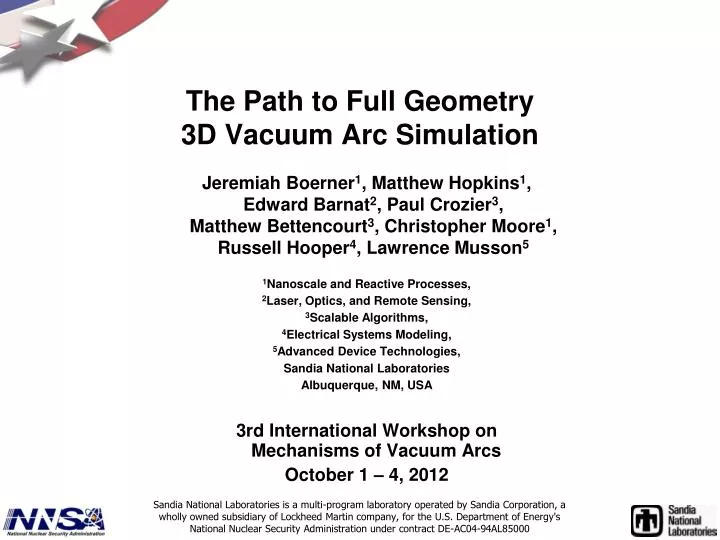 the path to full geometry 3d vacuum arc simulation