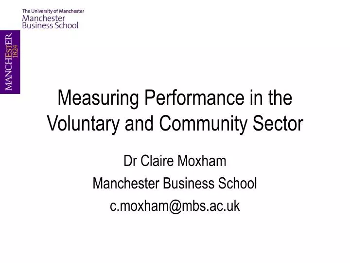 measuring performance in the voluntary and community sector