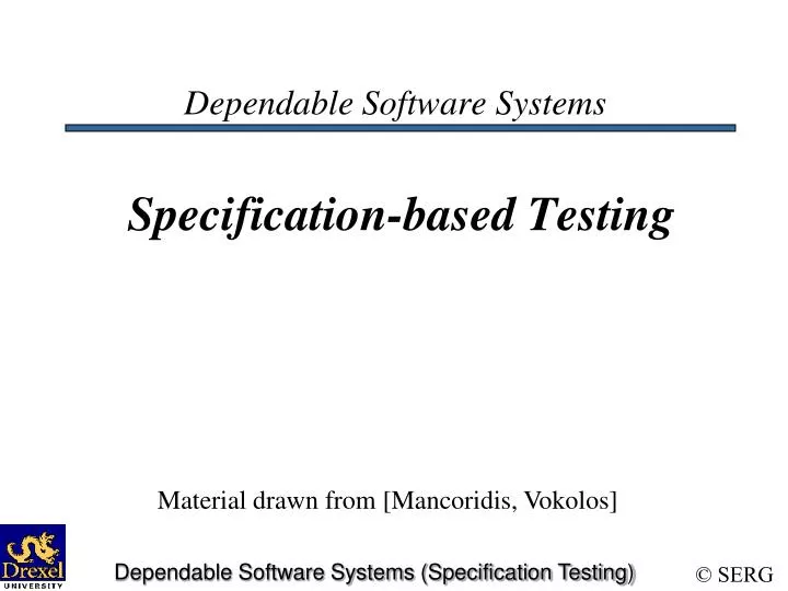 dependable software systems specification based testing