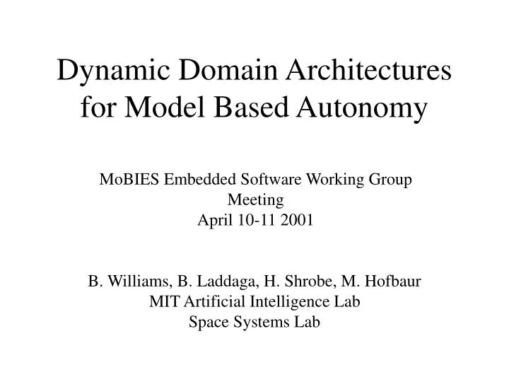 dynamic domain architectures for model based autonomy