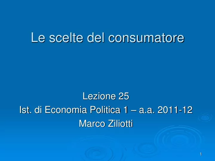 le scelte del consumatore