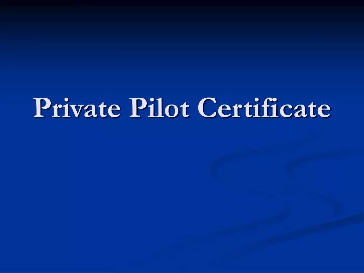 private pilot certificate