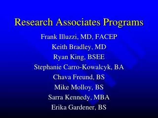 Research Associates Programs