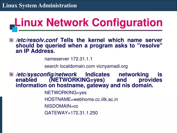 linux network configuration