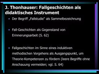 J. Thonhauser: Fallgeschichten als didaktisches Instrument