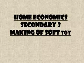 Home Economics Secondary 3 Making of soft toy