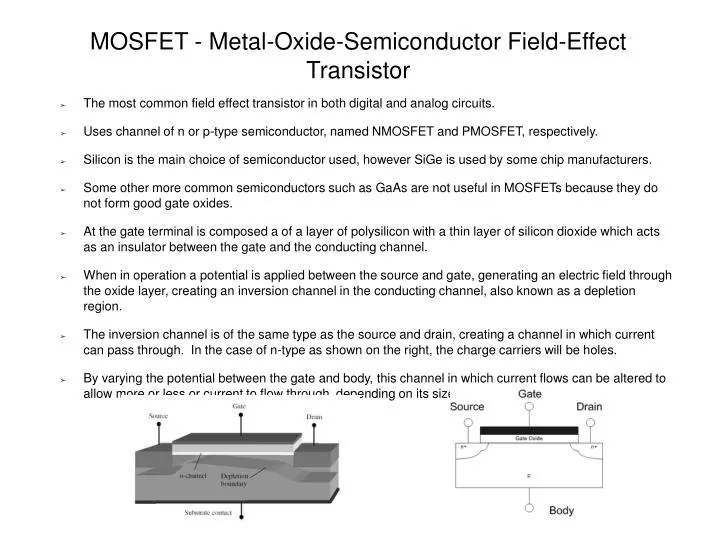 mosfet metal oxide semiconductor field effect transistor