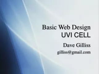 Basic Web Design UVI CELL