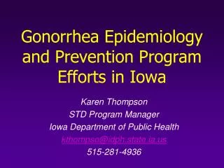 Gonorrhea Epidemiology and Prevention Program Efforts in Iowa