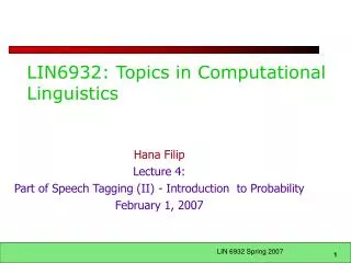 LIN6932: Topics in Computational Linguistics