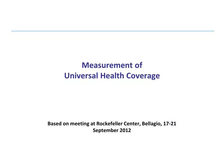 measurement of universal health coverage