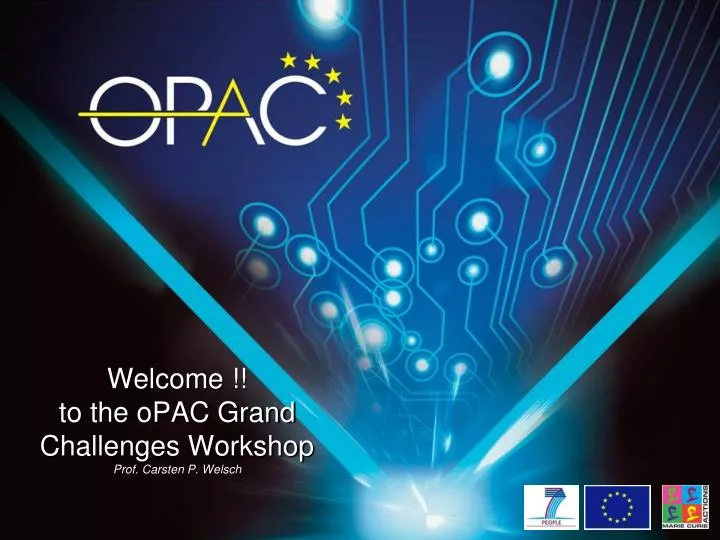 welcome t o the opac grand challenges workshop prof carsten p welsch