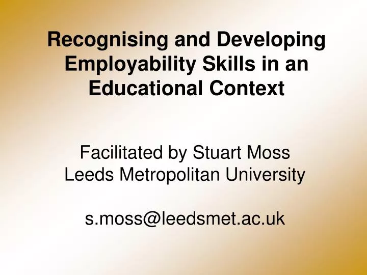 recognising and developing employability skills in an educational context