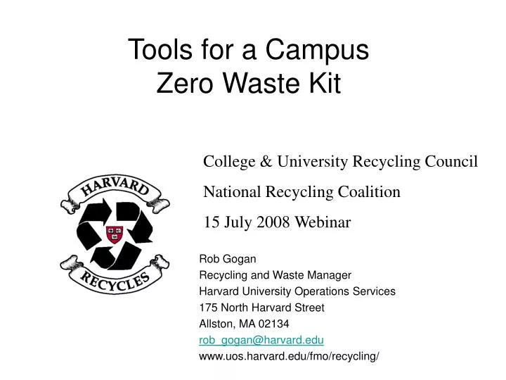 tools for a campus zero waste kit