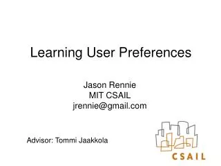 Learning User Preferences